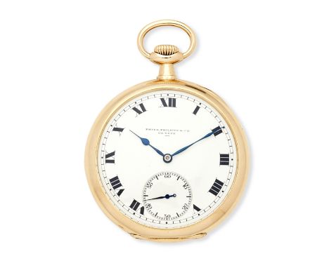 Patek, Philippe &amp; Cie. An 18K gold keyless wind open face pocket watchDate: Manufactured 1918, sold 17th December 1919Mov