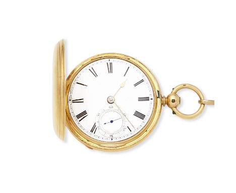 Lambert, Bristol. An 18K gold key wind full hunter pocket with two colour 18K gold chainDate: London Hallmark for 1870Movemen