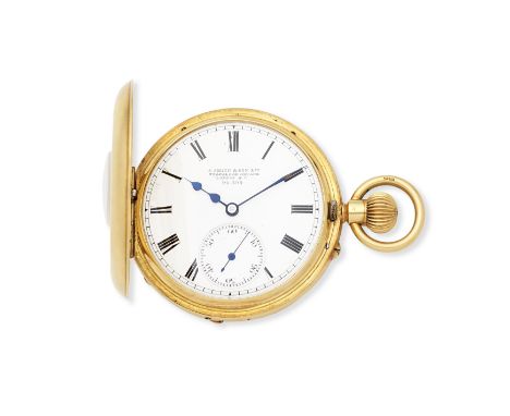 S.Smith &amp; Son Ltd, Trafalgar Square, London. An 18K gold keyless wind half hunter pocket watchDate: London Hallmark for 1