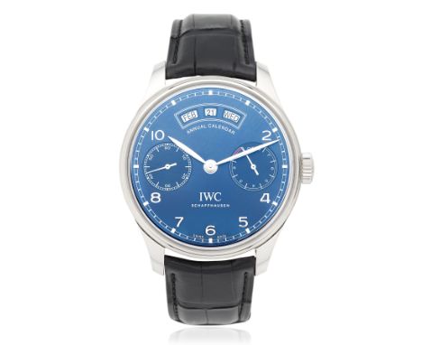 IWC. A stainless steel automatic annual calendar wristwatch with 7-day power reserveModel: PortugieserReference: IW503502Date