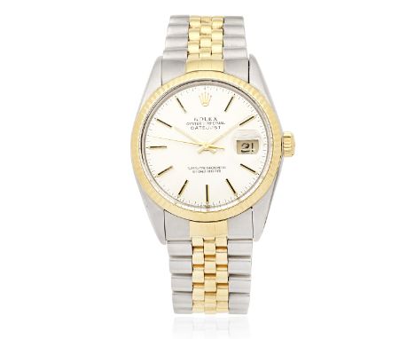 Rolex. A stainless steel and gold automatic calendar bracelet watchModel: DatejustReference: 16013Date: Circa 1985Movement: 2