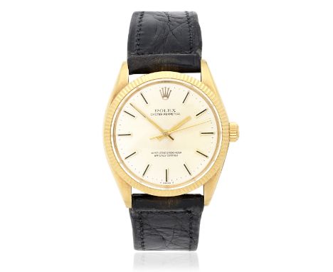 Rolex. An 18K gold automatic wristwatchModel: Oyster PerpetualReference: 1005Date: London Import mark for 1973Movement: 26-je