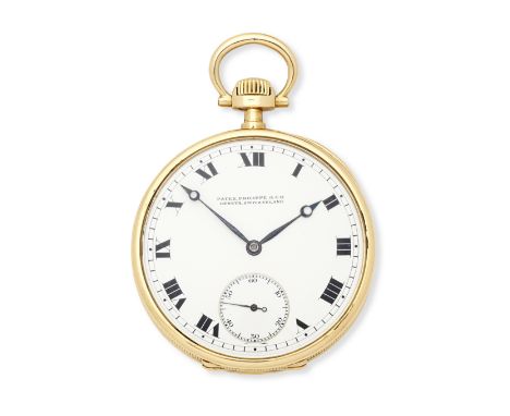 Patek, Philippe &amp; Cie. An 18K gold keyless wind open face pocket watch retailed by Greenleaf-Crosby Co. Jacksonville, Flo