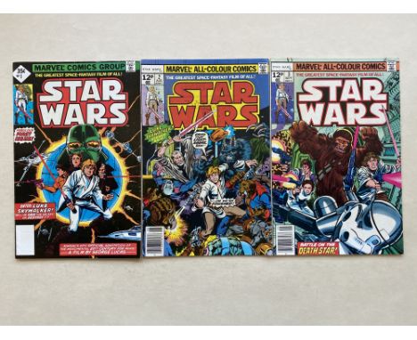STAR WARS # 1, 2, 3 (3 in Lot) - (1977 - MARVEL Cents &amp; Pence Copy) - The first 3 issues for the Marvel Comics adaption o