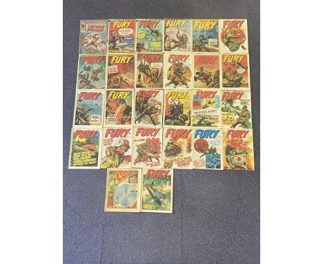 CAPTAIN BRITAIN, 2000 AD, FURY LOT (Group of 26) - (BRITISH MARVEL &amp; IPC MAGAZINES Pence Copy) - First appearance CAPTAIN