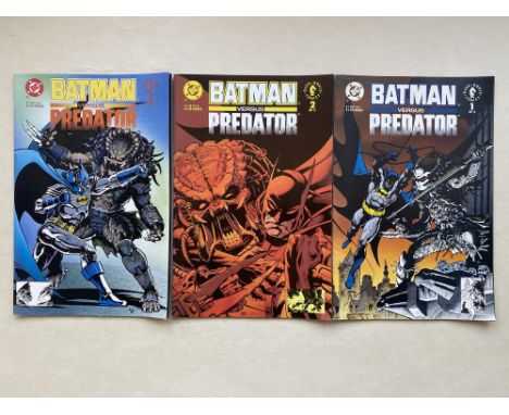 BATMAN VERSUS PREDATOR # 1, 2, 3 (Group of 3) - (1991/92 - DC/DARK HORSE - Cents Copy) - First Meeting of Batman &amp; Predat