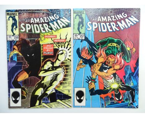 AMAZING SPIDER-MAN # 256 &amp; 257 (Group of 2) - (1984 - MARVEL - Cents/Pence Copy) - First &amp; Second appearance of Puma 