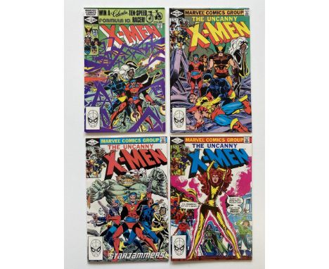UNCANNY X-MEN # 154, 155, 156, 157 (Group of 4) - (1982 - MARVEL Cents/Pence Copy) - Origins of Cyclops, Corsair, and Havok +