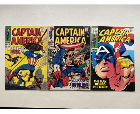 CAPTAIN AMERICA # 105, 106, 114  (Group of 3) - (1968/69 - MARVEL - Cents &amp; Cents with Pence Stamp) - Includes Red Skull,