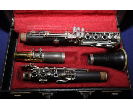 Cased four piece R.M R.Malerae Paris clarinet 