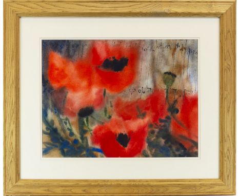 * CAROLINE BAILEY RSW, ORIENTAL POPPIES watercolour on paper 45cm x 60cm Mounted, framed and under glass Label verso: Mina Re