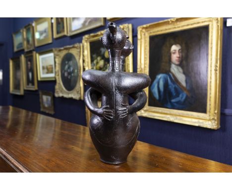 * ALEXANDER LECKIE (SCOTTISH 1932 - 1910), FIRST KISS ceramic sculptural decanter, signed 52.5cm high