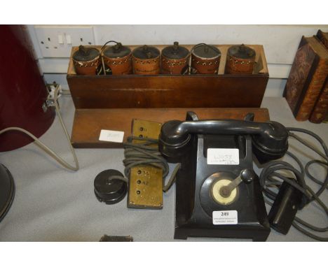 Wind-Up Telephone, Battery Box, and a Button Box 