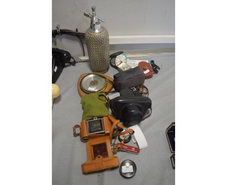 Vintage Cameras, Soda Siphon, Barometer, etc. 