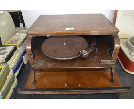 Plus-a-Gram Broadcaster 1930's Bakelite & Wood Portable Record Player 