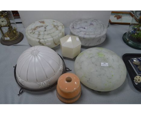 Six 1930's Glass Light Shades 