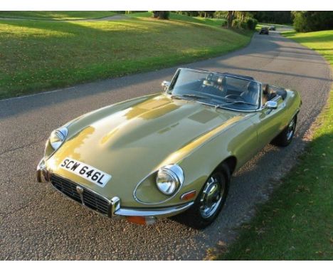 Rare Green Sand 1973 E-Type Series 3 Manual Roadster with Olive interior, in original, corrosion-free condition, with dark ta