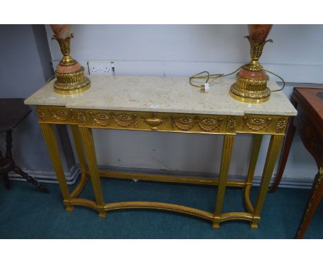 Victorian Console Table Gilded with Swag Detail and Replacement Marble Top 