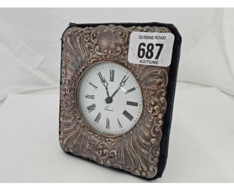 SILVER MOUNTED TRAVELLING CLOCK