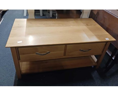 MODERN LIGHT OAK 2 DRAWER COFFEE TABLE