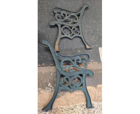 PAIR OF CAST IRON BENCH ENDS
