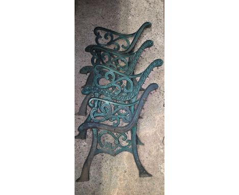 2 SETS OF VINTAGE HEAVY IRON BENCH ENDS 