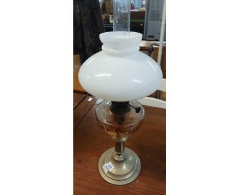 BRASS & GLAZED OIL FILLED LAMP