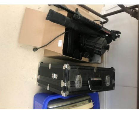 A Canon A1 and F500 mirror lense; together with a flight case of spares and vintage camera lenses 