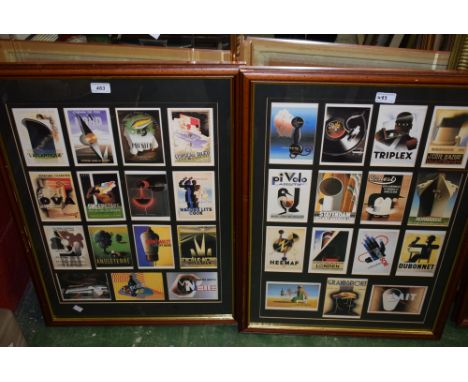 A. M Cassandre, after, a pair, thirty coloured postcards, various framed 