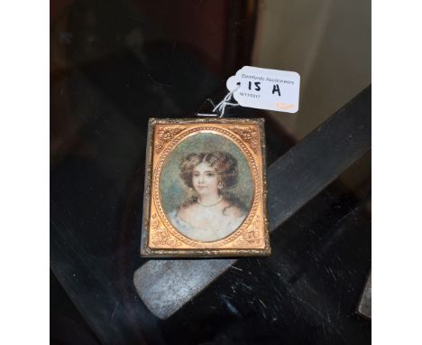 English School (19th century), a portrait miniature, of a young lady, bust length, wearing pearls, watercolour on ivory, oval