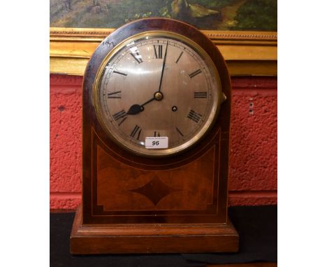A large mahogany inlaid dome topped bracket clock, by JJE