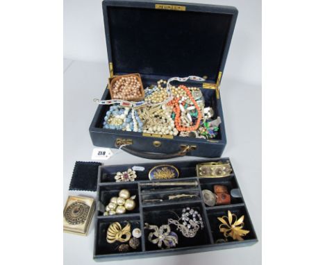 Assorted Costume Jewellery, including brooches, bangle, beads, etc contained in a jewel case.