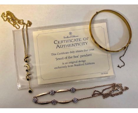 A Modern Bradford Exchange Bradford Editions Necklace, "Jewel of the Sea", detailed with dolphins, complete with Certificate 
