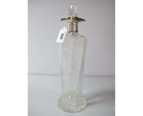 A Hallmarked Silver Mounted Glass Decanter, Sheffield 1909, of tall slender form, 32.5cm high.