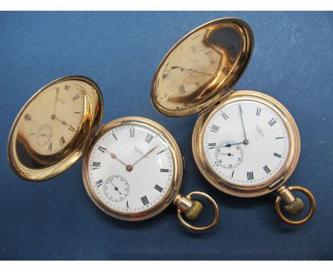 Waltham; A Gold Plated Cased Hunter Pocketwatch, the signed dial with Roman numerals and seconds subsidiary dial, within plai