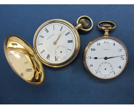 A.W.W.Co Waltham Mass; A Gold Plated Cased Hunter Pocketwatch, the signed dial with Roman numerals and seconds subsidiary dia