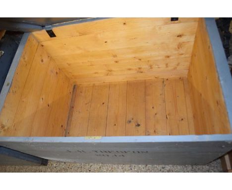 Grey painted pine packing trunk