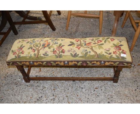 Oak framed stool with tapestry top
