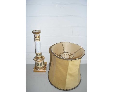 French porcelain columned table lamp with floral decoration