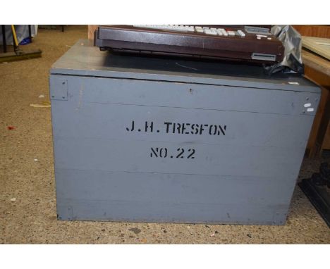 Grey painted pine packing trunk