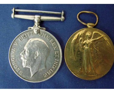 WW1 Cheshire Regt pair both correctly inscribed 76008 Pte T Upton Ches. R. No ribbons