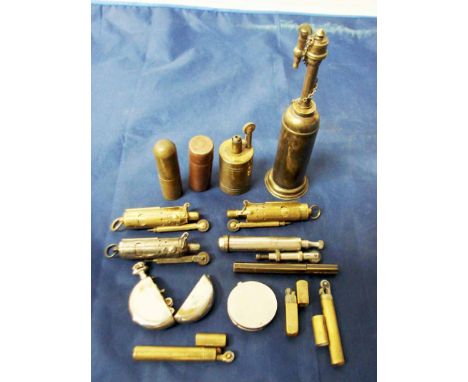 Fourteen vintage lighters incl Vesta watch style and New York City skyline