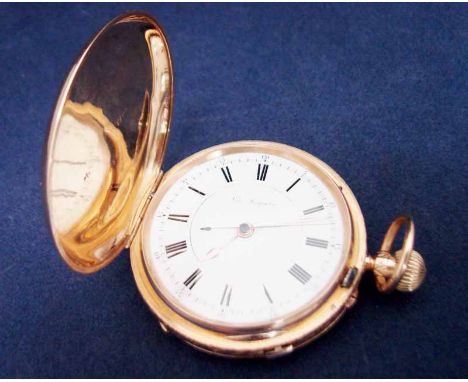 A fine 18ct gold cased early 20th century Full Hunter Gentleman's Centre Seconds Chronograph Pocket Watch signed J W Reeley &