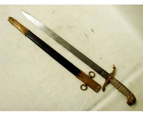 A 19th century Naval Dirk, the 45cm single edged blade etched and signed C. Smith and Son New Burlington Street London with V