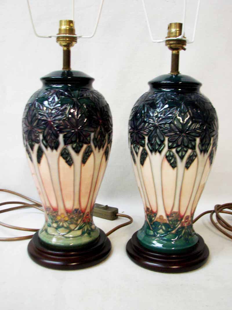A pair of modern Moorcroft Pottery Table Lamps, baluster shape