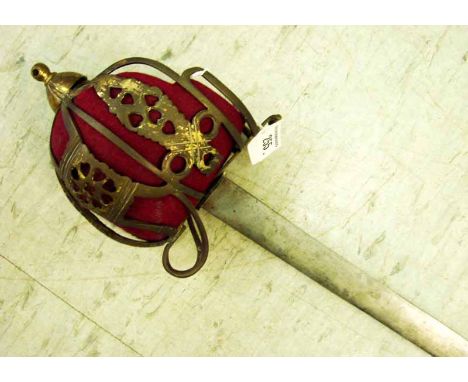 A Victorian Highland Officer's Broadsword, double edged plain Claymore blade, 82cm long, regulation steel basket hilt with al