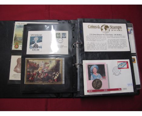 A Collection of Philatelic/Numismatic First Day Covers, including Gibraltar Christmas fifty pence coin 1989, FDC, H.M. Queen 