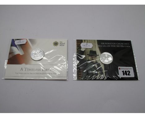Two Royal Mint Fine Silver Twenty Pounds Coins, including a Timeless First The George and The Dragon 2013, Sir Winston Church