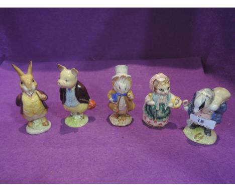 Five Beswick Beatrix Potter figures, Mr Benjamin Bunny, pipe out, Cousin Ribby, Pigling Bland, Amiable Guinea-Pig and Tommy B