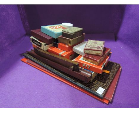 A selection of vintage board and card games including Pit, Touring, Draughts, Make A Million, Canasta etc